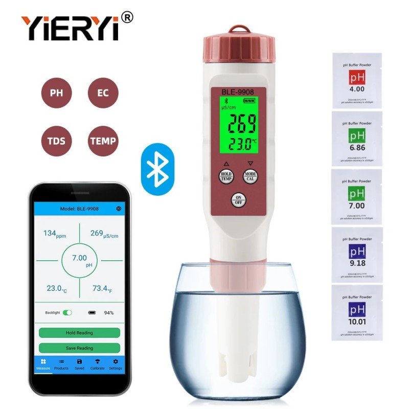 yieryi Nou TDS PH-metru PH/TDS/EC/Temperatura Tester digital pentru monitorizarea calitatii apei pentru piscine, apa potabila, a yieryi Nou TDS PH-metru PH/TDS/EC/Temperatura Tester digital pentru monitorizarea calitatii apei pentru piscine, apa potabila, a