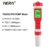 yieryi Nou TDS PH-metru PH/TDS/EC/Temperatura Tester digital pentru monitorizarea calitatii apei pentru piscine, apa potabila, a