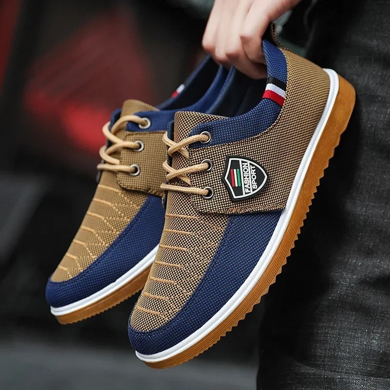 Pantofi de pânză pentru bărbați de modă Pantofi sport ușori de vară pentru bărbați pantof vulcanizat cu plasă respirabil, cu șir