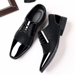 Trend pantofi de rochie clasici pentru bărbați oxford pantofi din piele lăcuită cu șireturi, pantofi formali din piele neagră pe