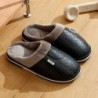 Papuci pentru bărbați Iarnă Mărime mare Interior Piele PU Impermeabil Mărimi mari Pantofi din bumbac pentru casă Blană Plată Bum
