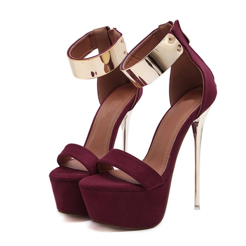 Liyke Design de modă Curea metalică pentru acoperirea gleznei Femei Sexy 16CM Sandale Platformă Tocuri înalte Party Club Strippe