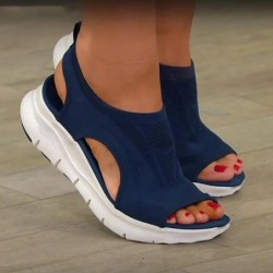 Pantofi de vară pentru femei, 2024, cu plasă, sandale cu platformă de pește, sandale cu pană pentru femei, cu vârf deschis, pant