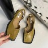 Sandale de damă elegante cu vârf pătrat de vară, cu bandă elastică, cu toc plat pentru femei, pantofi de petrecere de mică adânc