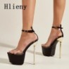 Hlieny Summer Sexy PVC Transparent Deschis Peep Toe Platformă Toc înalt Sandale cu curele cu cataramă Pantofi de dans club de no