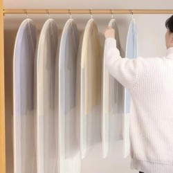 Agățat de praf pentru agățat haine, rochie de mireasă, costum, geantă de depozitare, transparentă, complet închisă, cu fermoar.