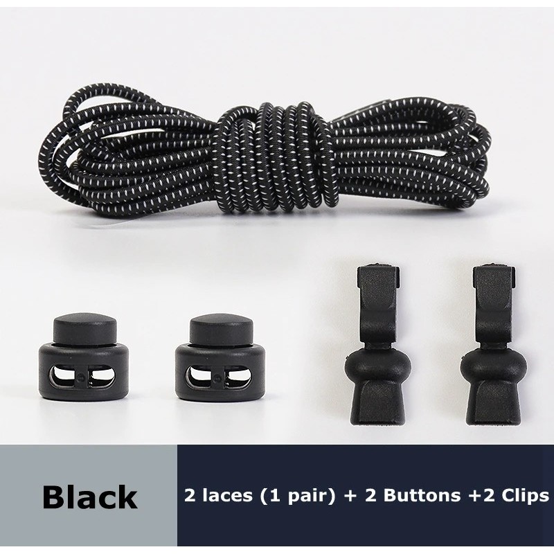 1 pereche șireturi fără cravată rotund Push The Spring Lock șiret elastic pentru sport, potrivit pentru toți pantofii, șireturi 