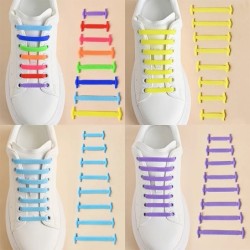 16 buc/lot șireturi din silicon Fără cravată șireturi 12 culori dantelă elastică dantelă creativă leneș din silicon șireturi din
