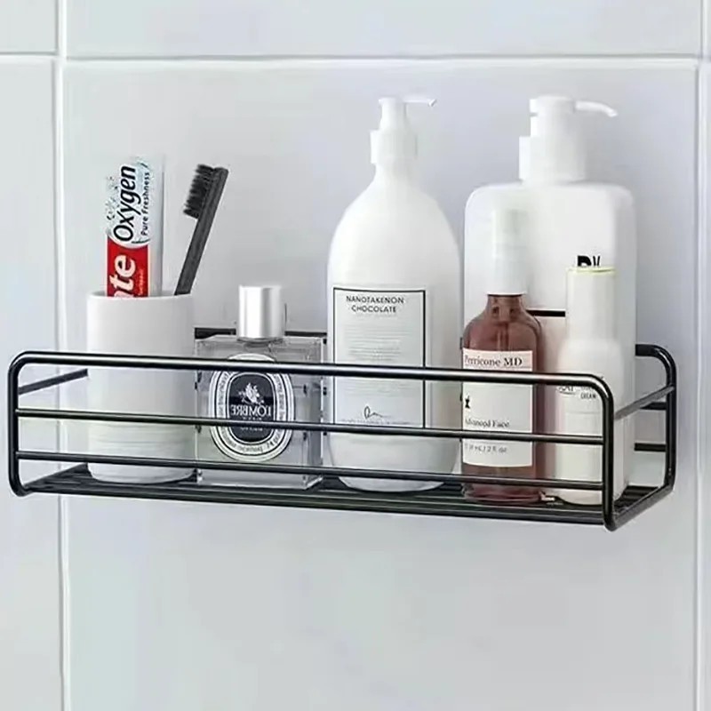 Raft pentru baie Rafturi de depozitare pe colț montate pe perete Suport pentru șampon Raft pentru cosmetice Coș de scurgere de f
