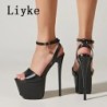Liyke, moda de vară, platformă cu vârf deschis, tocuri înalte, sandale sexy de 17 cm, pentru femei, cu cureaua la gleznă, pentru