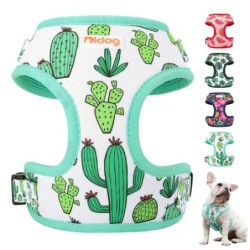 Mesh Nylon Dog Ham Vest Vestă Moale Căptușită Câini Pisici Veste Harnașuri Cactus Print Pentru Câini Mici Medii Pisici Bulldog F