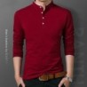 Tricou polo casual pentru bărbați, cu mânecă lungă, vară Top din bumbac solid, confortabil și respirabil