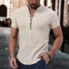 2023, tricou cu mânecă scurtă pentru bărbați, cu gât în V, cu buton, cămașă din bumbac, haine casual pentru bărbați Topuri popul