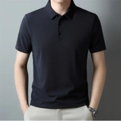 Cămașă polo cu mânecă scurtă pentru bărbați, ocazional, la modă, de culoare uni