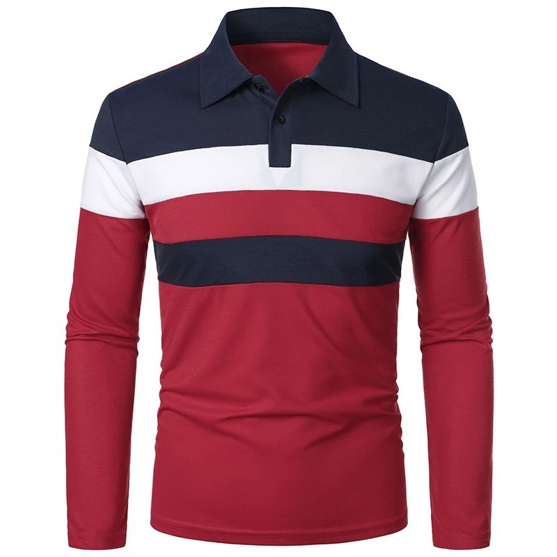Tricou cu mânecă lungă pentru bărbați noi Tricou polo cu îmbinare Tricou de afaceri, îmbrăcăminte de stradă, respirabil, Topuri 