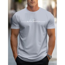 Tricou cu mânecă scurtă pentru bărbați, ocazional de vară, 100% bumbac, cu imprimeu cu litere, cu mânecă scurtă