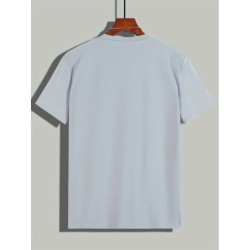 Tricou cu mânecă scurtă pentru bărbați, ocazional de vară, 100% bumbac, cu imprimeu cu litere, cu mânecă scurtă
