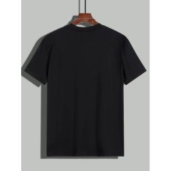 Tricou cu mânecă scurtă pentru bărbați, ocazional de vară, 100% bumbac, cu imprimeu cu litere, cu mânecă scurtă
