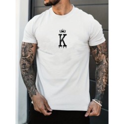 Topuri tricou cu imprimeu din bumbac 100, de vară, pentru bărbați