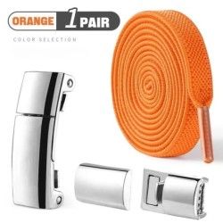 1 pereche de șireturi cu blocare magnetică, fără legături, șireturi elastice plate, pantofi, cizme, fără cravată, benzi de cauci