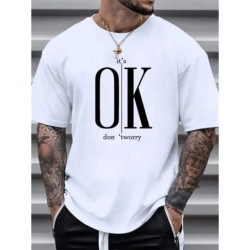 Tricou de vară pentru bărbați, 100 de bumbac, imprimat OK