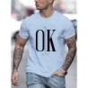 Tricou de vară pentru bărbați, 100 de bumbac, imprimat OK