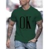 Tricou de vară pentru bărbați, 100 de bumbac, imprimat OK