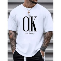 Tricou de vară pentru bărbați, 100 de bumbac, imprimat OK