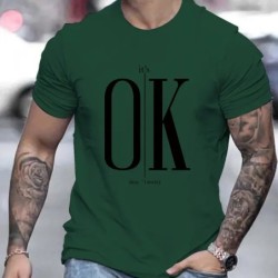Tricou de vară pentru bărbați, 100 de bumbac, imprimat OK