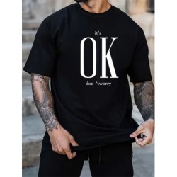 Tricou de vară pentru bărbați, 100 de bumbac, imprimat OK