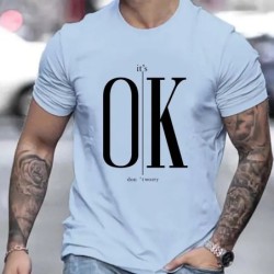 Tricou de vară pentru bărbați, 100 de bumbac, imprimat OK