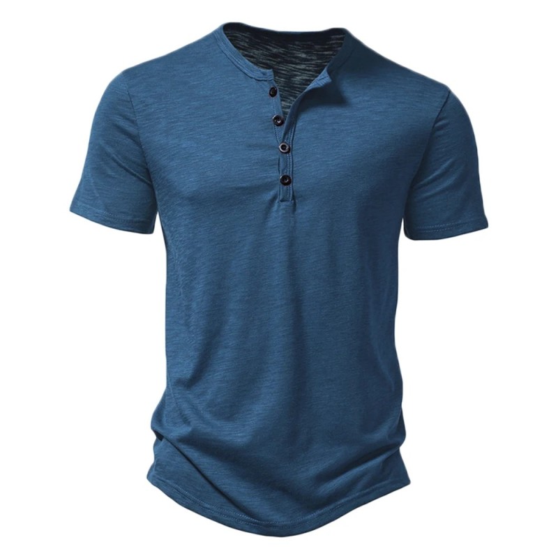 Tricou cu mânecă scurtă pentru bărbați, cu guler Henley, de vară, ocazional, pentru bărbați, polo, de înaltă calitate, pentru bă