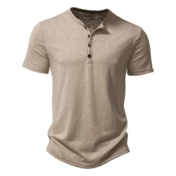 Tricou cu mânecă scurtă pentru bărbați, cu guler Henley, de vară, ocazional, pentru bărbați, polo, de înaltă calitate, pentru bă