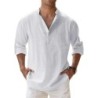 Cămăși noi din bumbac și in pentru bărbați Cămăși casual Cămăși ușoare cu mânecă lungă Henley Beach Tricouri hawaiene pentru băr