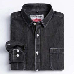 2023 Cămașă din denim cu design de buzunar, clasică, 100% bumbac, cu mâneci lungi, broderie de modă, haine confortabile
