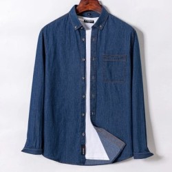 2023 Cămașă din denim cu design de buzunar, clasică, 100% bumbac, cu mâneci lungi, broderie de modă, haine confortabile