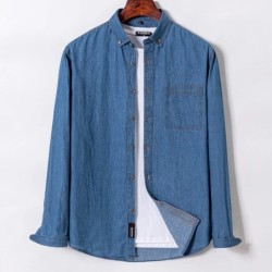 2023 Cămașă din denim cu design de buzunar, clasică, 100% bumbac, cu mâneci lungi, broderie de modă, haine confortabile