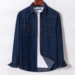 2023 Cămașă din denim cu design de buzunar, clasică, 100% bumbac, cu mâneci lungi, broderie de modă, haine confortabile