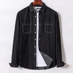 2023 Cămașă din denim cu design de buzunar, clasică, 100% bumbac, cu mâneci lungi, broderie de modă, haine confortabile