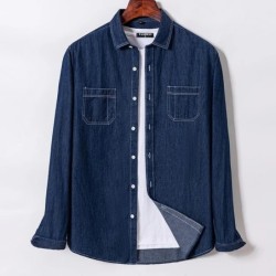2023 Cămașă din denim cu design de buzunar, clasică, 100% bumbac, cu mâneci lungi, broderie de modă, haine confortabile