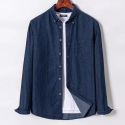 2023 Cămașă din denim cu design de buzunar, clasică, 100% bumbac, cu mâneci lungi, broderie de modă, haine confortabile