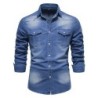 Cămașă din denim din bumbac elastic de marcă AIOPESON Cămăși de cowboy de calitate pentru bărbați cu mânecă lungă pentru bărbați