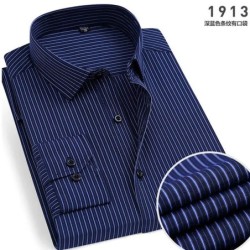 Cămașă cu mâneci lungi în dungi pentru bărbați de primăvară, fără călcare, antirid, confortabilă, respirabilă, ocazională de afa