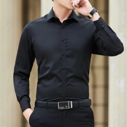 Nou Plus Size 6XL 7XL 8XL Bărbați Culoare uni Cămașă de afaceri Moda clasică De bază Casual Slim, alb, Cămașă cu mânecă lungă Ha