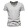 AIOPESON 100% bumbac tricou pentru bărbați, cu decolteu în V, design de modă