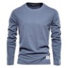 Tricou cu mânecă lungă din bumbac 100% pentru bărbați, solid de primăvară, tricouri casual pentru bărbați, topuri pentru bărbați