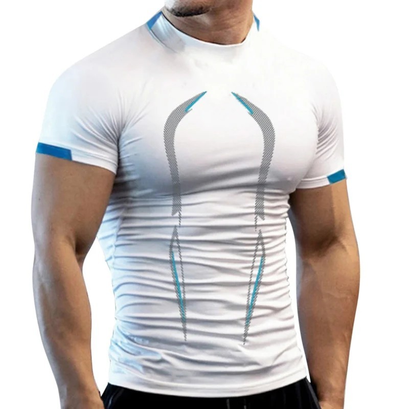 Tricou nou de vară pentru gimnastică, respirabil, pentru bărbați, cu uscare rapidă, pentru jogging, tricou pentru antrenament pe