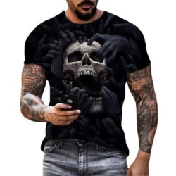 2024 Tricou 3D cu imprimeu cu cranii pentru bărbați.