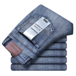 Wthinlee New Business, blugi pentru bărbați, ocazional, drept stretch, la modă, clasic, albastru, negru, denim, pantaloni de luc