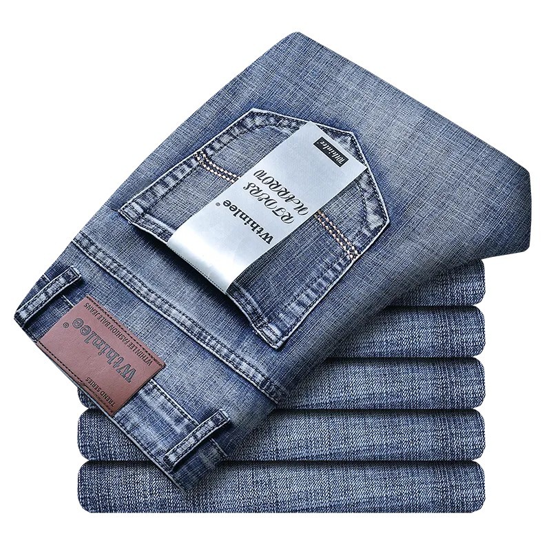 Wthinlee New Business, blugi pentru bărbați, ocazional, drept stretch, la modă, clasic, albastru, negru, denim, pantaloni de luc